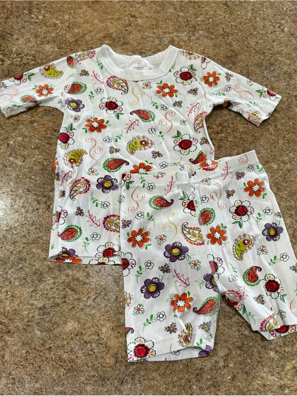 Hanna Andersson Kids Pajama Set Size US 8 Floral Paisley Organic Short Johns